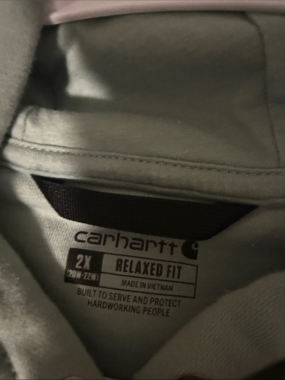 Carhartt Sage Green Hoodie with Yellow Logo - Picture 2 of 2